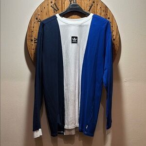 Adidas Blue and White Long Sleeve Shirt